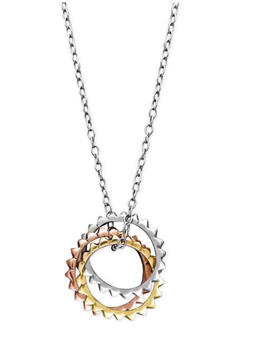 STUDIO SILVER 18k TriTone Gold Over STERLING SILVER Triple Ring PENDANT Necklace